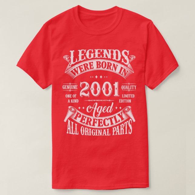 Camiseta 23º Aniversário Nascer De Legendas De 23 Anos Em 2 (Frente do Design)
