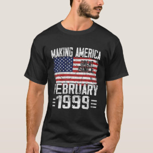 Camiseta 23º Aniversário Presente Fevereiro De 1999 Bandeir