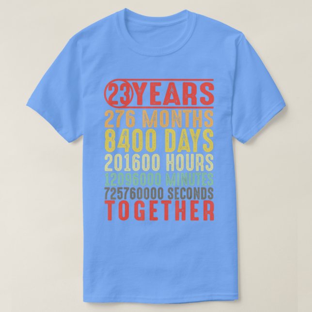 Camiseta 23 Anos 23 Aniversário de Casamento Oferece-Lhe Pr (Frente do Design)