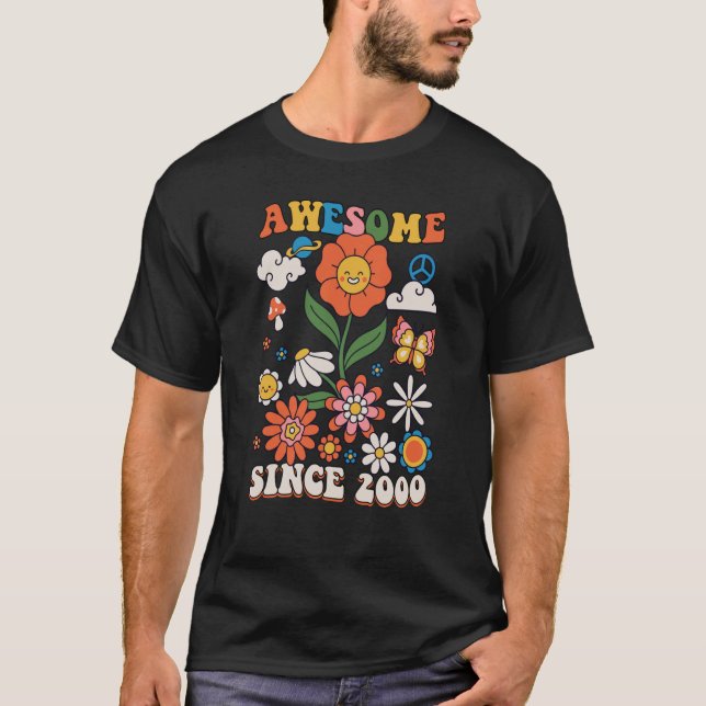 Camiseta 23 anos de idade incrível desde 2000 Groovy Retro  (Frente)
