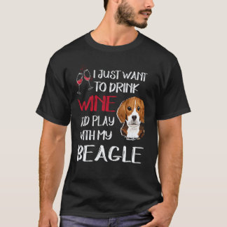 Camiseta 23 Beber Vinho E Brincar Com Meu Beagle