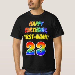 Camiseta 23.o Aniversário — Negrito, Divertido, Rainbow 
