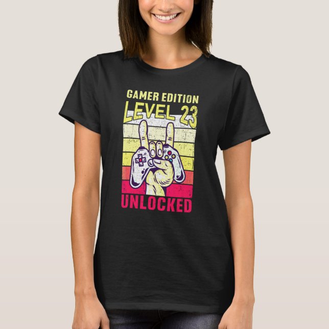 Camiseta 23rd Birthday Video Gamer Edition Level 23 Unlocke (Frente)