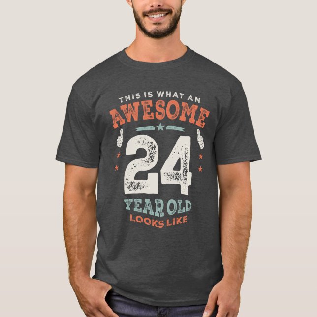 Camiseta 24º aniversário Engraçado, 24 anos (Frente)