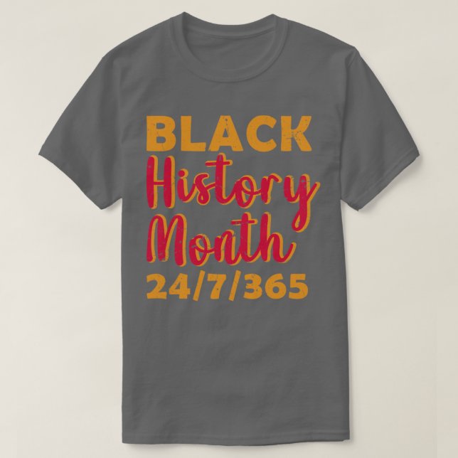 Camiseta 247365 Homens Mulheres Crianças História Negra (Frente do Design)