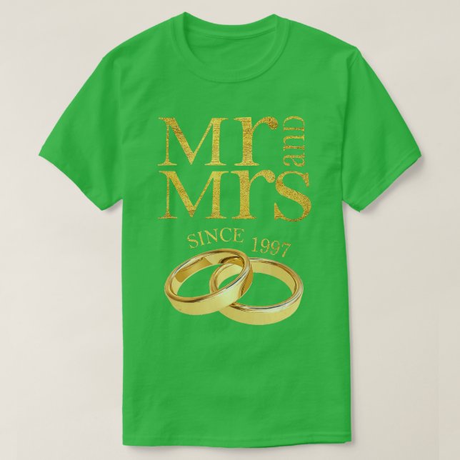 Camiseta 24.º Aniversário de Casamento Dando a Mr & Mrs. de (Frente do Design)