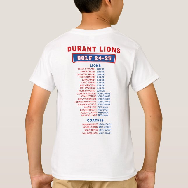 Camiseta 24-25 Leões Durant - GOLF - Lions BOY ROSTER (Verso)