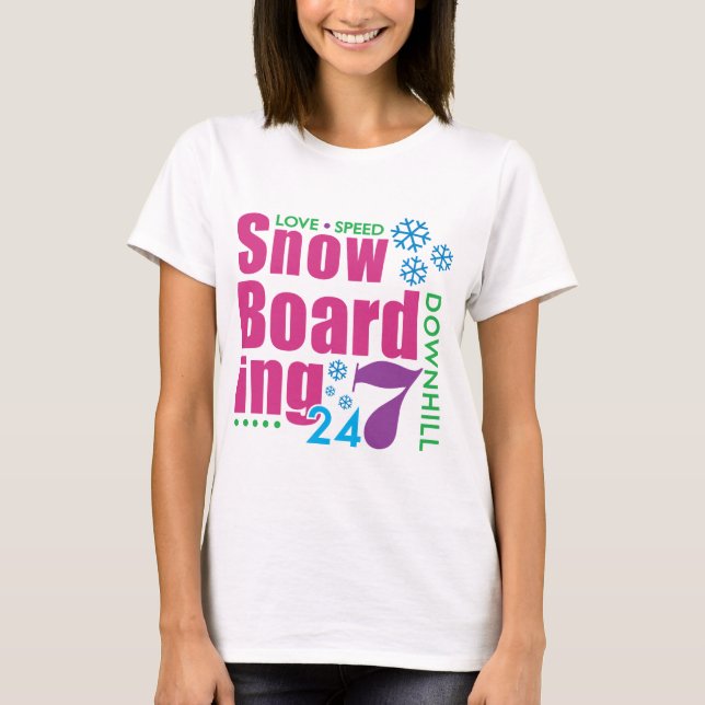Camiseta 24/7 de embarque da neve (Frente)