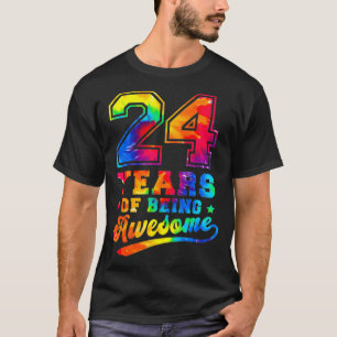Camiseta 24 anos 24 anos Aniversário Tie Dye Mulheres Incrí