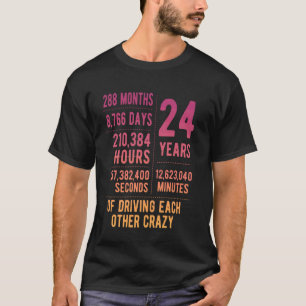 Camiseta 24 Anos Casados Divertido 24º Aniversário de Casam