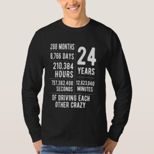 Camiseta 24 Anos de Casados Engraçado Aniversário de 24 Ano