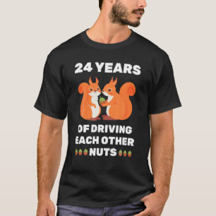Camiseta 24 Anos De Casal De Casamento De Aniversário Engr