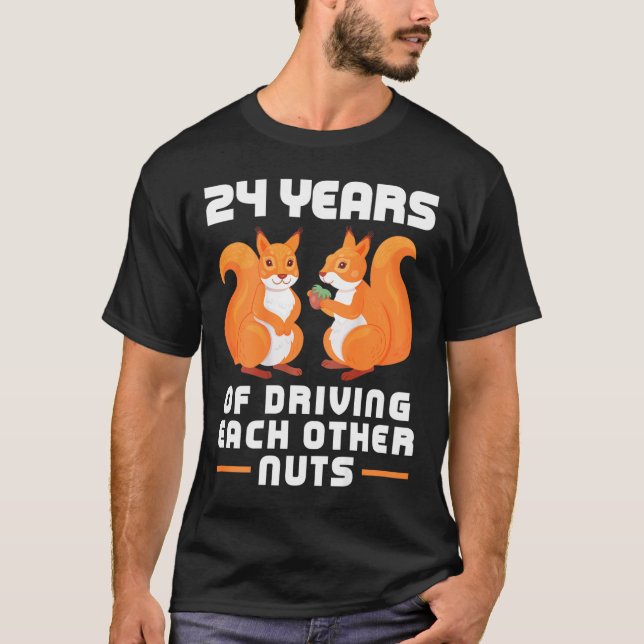 Camiseta 24 anos de condução entre Loucos Casais divertidos (Frente)