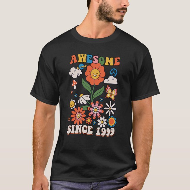 Camiseta 24 anos de idade incrível desde 1999 Groovy Retro  (Frente)