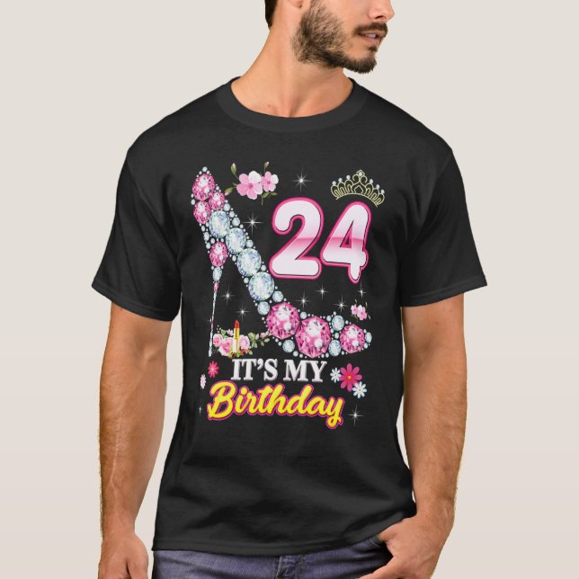 Camiseta 24 anos É o meu 24.º Aniversário Diamante Rosa Sh (Frente)
