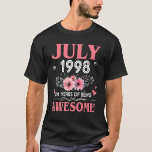Camiseta 24 Anos Feitos Em Julho De 1998 24 Mulheres De Ani