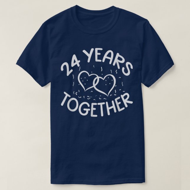 Camiseta 24 anos juntos 24 anos aniversário de amor Feliz H (Frente do Design)