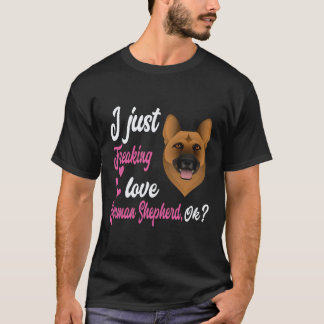 Camiseta 24 Eu simplesmente amo Pastor Alemão OK Pastor Ale