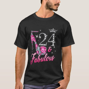 Camiseta 24 Fabulosa 24. Aniversário Mulheres Rainha Coroa