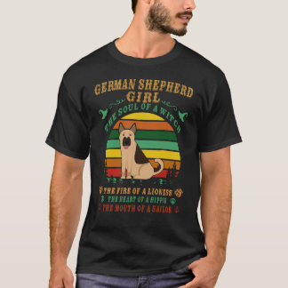 Camiseta 24 Pastor Alemão Menina A Alma De Uma Bruxa O Fogo