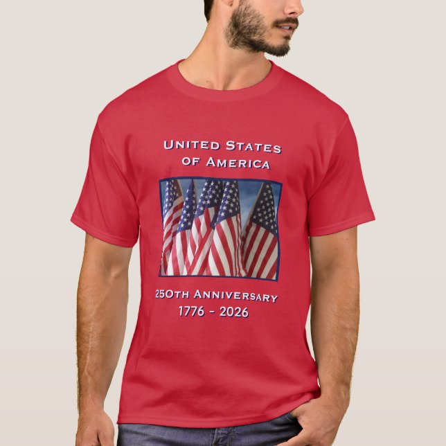 Camiseta 250º Aniversário do Patriótico Vermelho dos EUA (Frente)