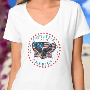Camiseta 250º EUA Deus Abençoa a América Bendita é a Nação