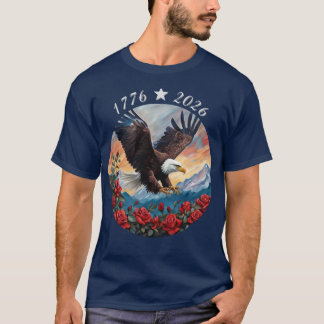 Camiseta 250 Anniversary Eagle Roses Landscape T-Shirt
