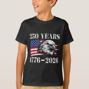 Camiseta 250 Anos 1776-2026 Feliz 4 de Julho Águia EUA