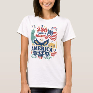 Camiseta 250 Anos América EUA 1776-2026 Águia Patriótica De
