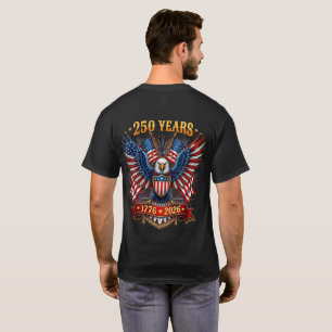 Camiseta 250 Anos Americano 1776 2026 Frente e Verso
