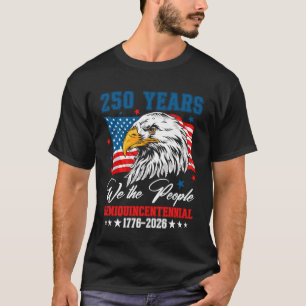 Camiseta 250 Anos Americanos 1776 2026 Águia de Aniversário