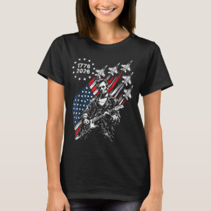 Camiseta 250 Anos Aviões de Combate Bandeira Abe Lincoln To