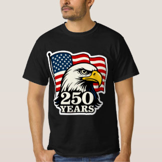 Camiseta 250 Anos de Águia Patriótica e Design de Bandeira