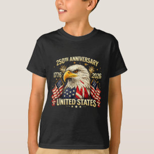 Camiseta 250 Anos de Aniversário Americano 1776-2026 Bandei