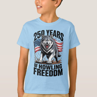 Camiseta 250 Anos de Arte de Lobo Uivando Liberdade
