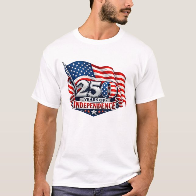 Camiseta 250 Anos de Independência Aniversário de 4 de Julh (Frente)