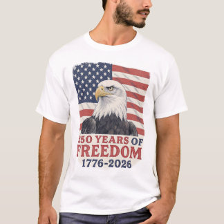 Camiseta 250 Anos de Liberdade 1776-2026 Bandeira da Águia 