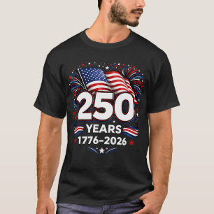 Camiseta 250 Anos Fogo de Artifício Patriótico Preto
