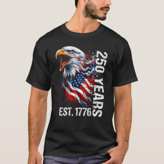 Camiseta 250 Anos Fundada em 1776 Antiga Águia Careca Bande