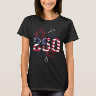 Camiseta 250 Bandeira da América Fogos de Artifício 250º An