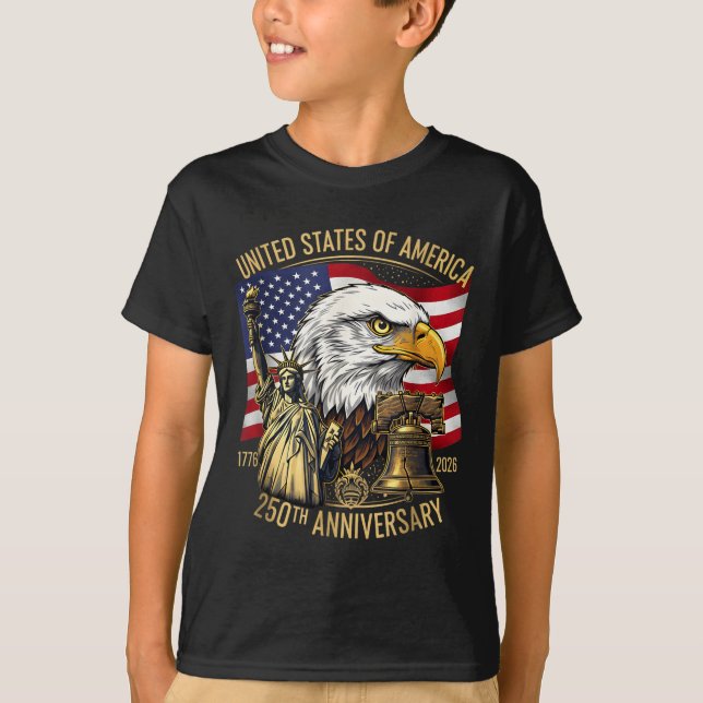 Camiseta 250 Years 1776-2026 250th Birthday Eagle Liberty B (Frente)