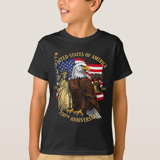 Camiseta 250 Years 1776-2026 250th Birthday Eagle Liberty B (Frente)