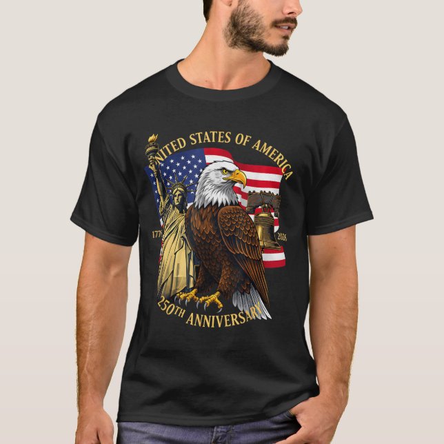 Camiseta 250 Years 1776-2026 250th Birthday Eagle Liberty B (Frente)