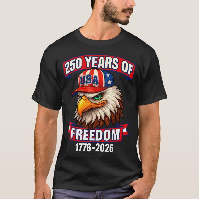 Camiseta 250 Years Of Dom 1776 2026 Bald Eagle 250th Birthd (Frente)