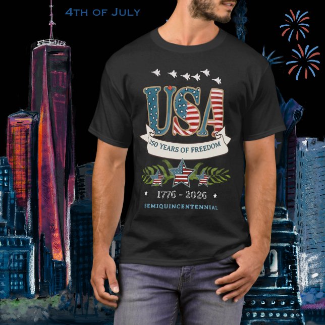 Camiseta 250 Years of Freedom Patriotic Fighter Jet T-Shirt (250 Years of Freedom Patriotic Fighter Jet T-Shirt)