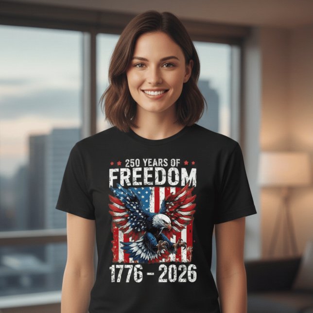 Camiseta 250 Years of Freedom – USA 1776–2026 Patriotic (Criador carregado)