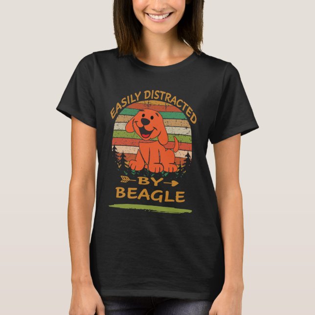 Camiseta 254 Facilmente Distraído Por Beagle (Frente)