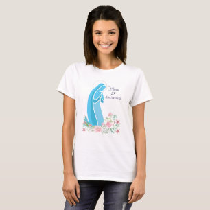 Camiseta 25 aniversário da vida religiosa Nun Flor Rosa