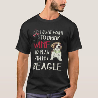 Camiseta 25 Beber Vinho E Brincar Com Meu Beagle