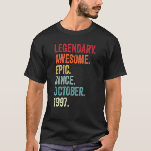 Camiseta 25 Birthday Legendday Epic Incrível Desde Outubro